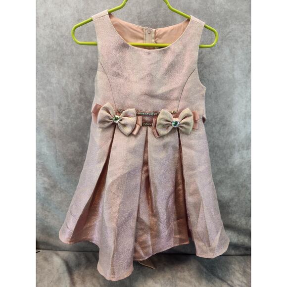 Rare Editions Girls‎ Holiday Dress Dusty Pink Gold Iridescent Size 4T EUC - Picture 1 of 6